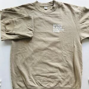 Sporty & Rich Athletic Club Tan Crewneck Sweatshirt Size Small Graphic Print